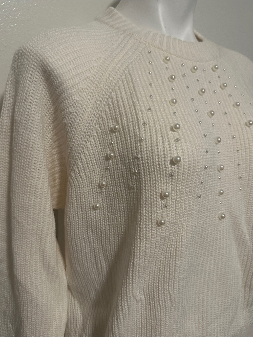 French Connection Cream Pearl-Embellished Crewneck Sweater - Picture 4 of 4